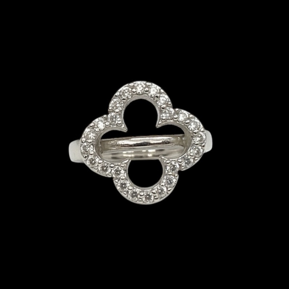 Moissanite Sterling Silver Clover Hinged Earring / Huggie‎